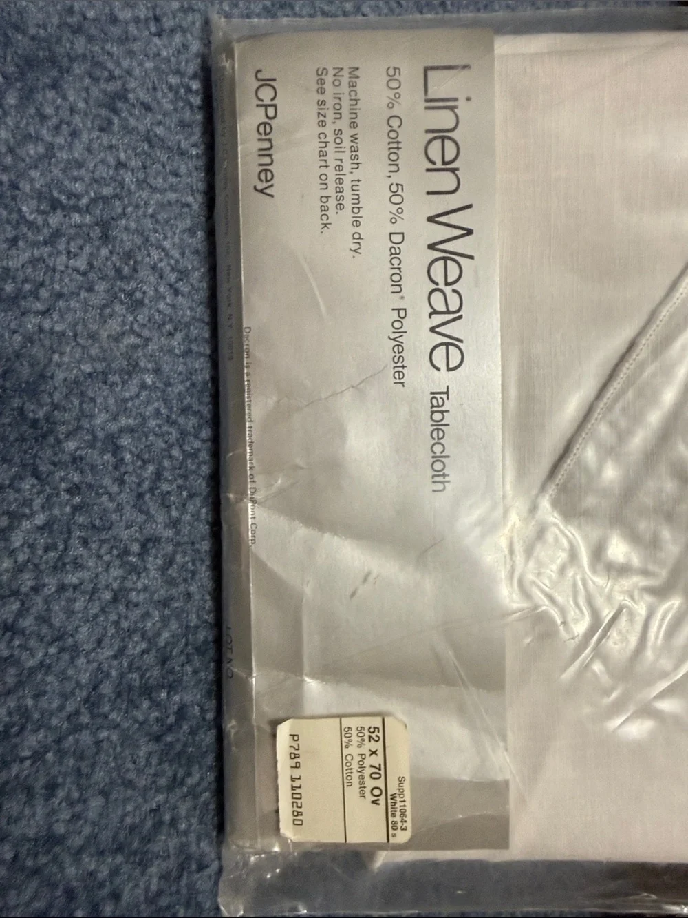jcpenney White Linen-Weave Tablecloth 52X70 OV